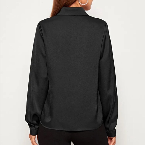 Luxe white casual button down satin shirt - Picture 9 of 16